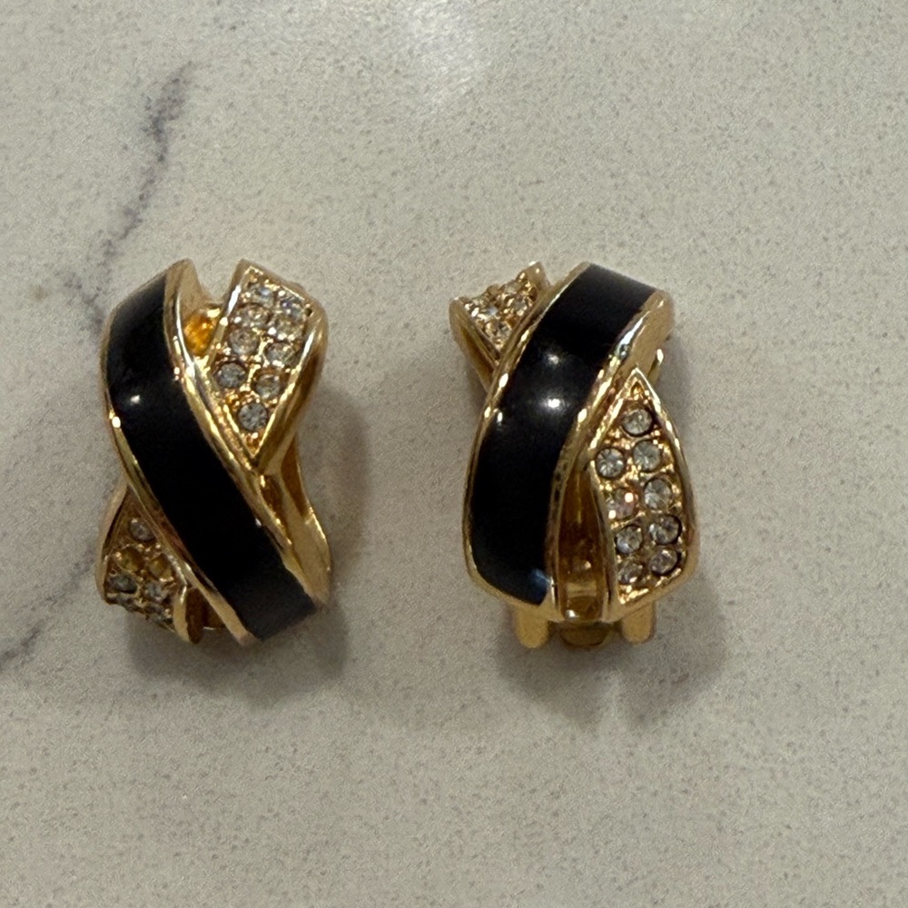 Dior Gold and Black Crystal Earrings - Picture 2 of 4